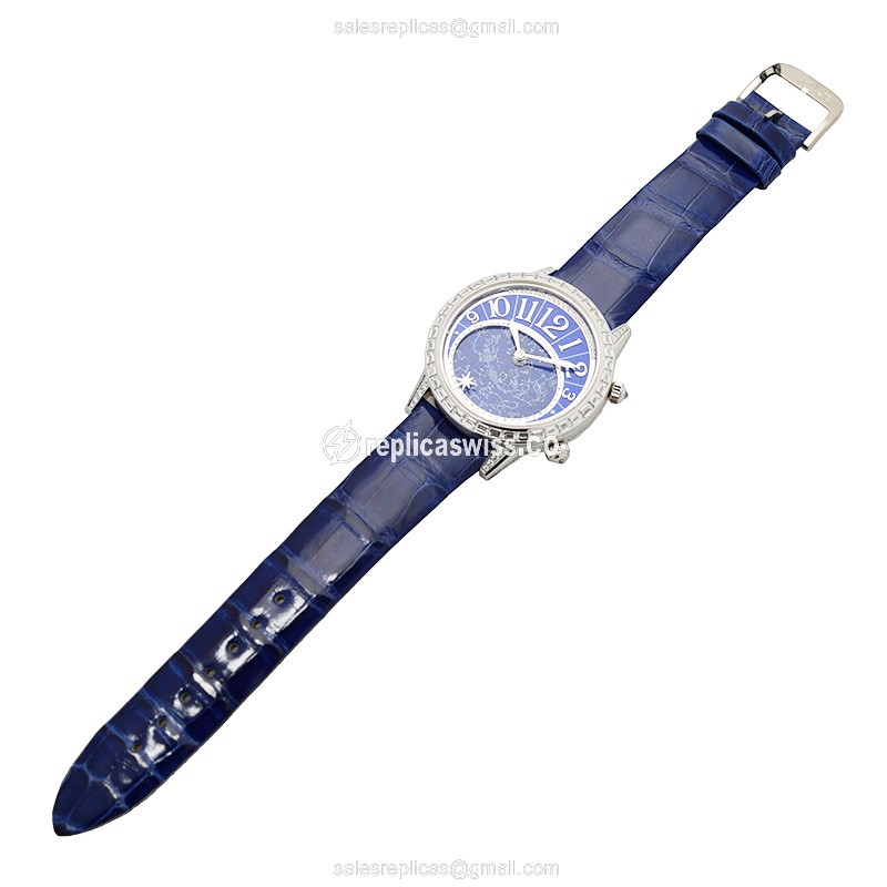 Jaeger-Lecoultre Celestial Replica - Automatic - 18kt White Gold - Diamond - Blue Dial - Alligator Blue Strap - View 2