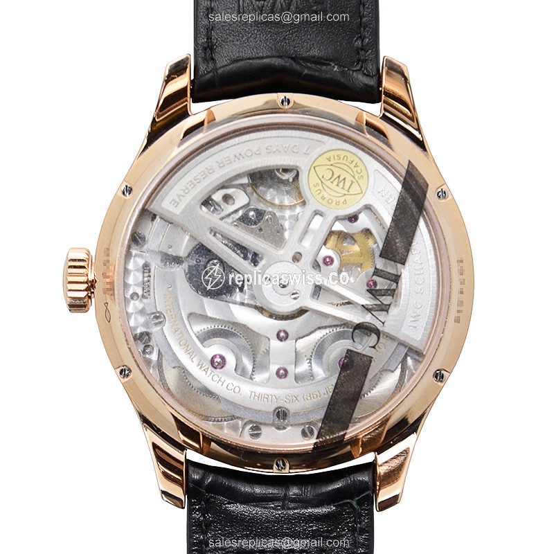 IWC Portuguese Replica - Automatic - 18kt Rose Gold - White Dial - Black Alligator Strap - View 3