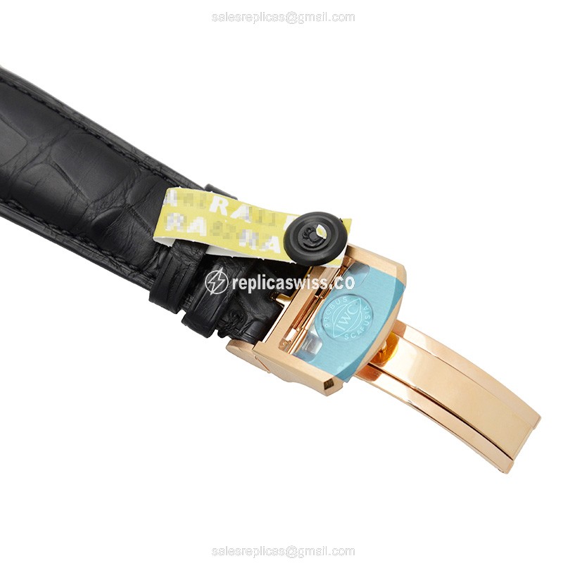 IWC Portuguese Replica - Automatic - 18kt Rose Gold - White Dial - Black Alligator Strap - View 4