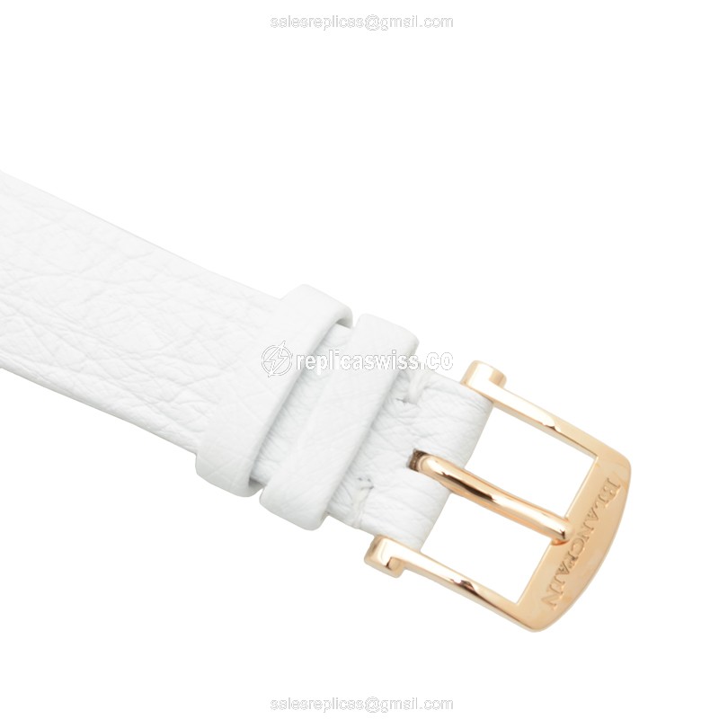 Blancpain 6102-2954-95A Replica - Auto - 18kt Rose Gold & Diamond - Pink Dial - Leather White Strap - View 4