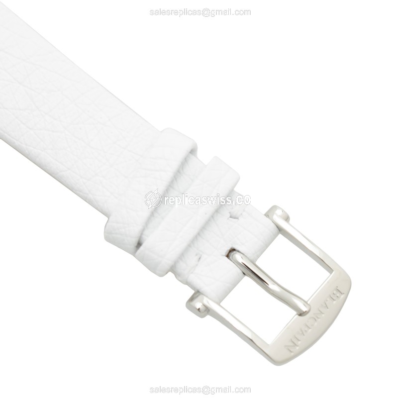 Blancpain 6102-4654-95A Replica - Automatic - Stainless Steel & Diamond - White Dial - Leather Strap - Buckle Clasp - View 4