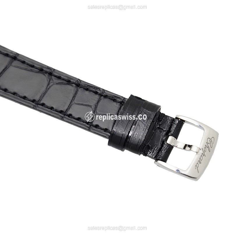 Chopard 278573-3003 Replica - Automatic - Stainless Steel - Diamonds - Silver Dial - Black Alligator Strap - Buckle - View 4