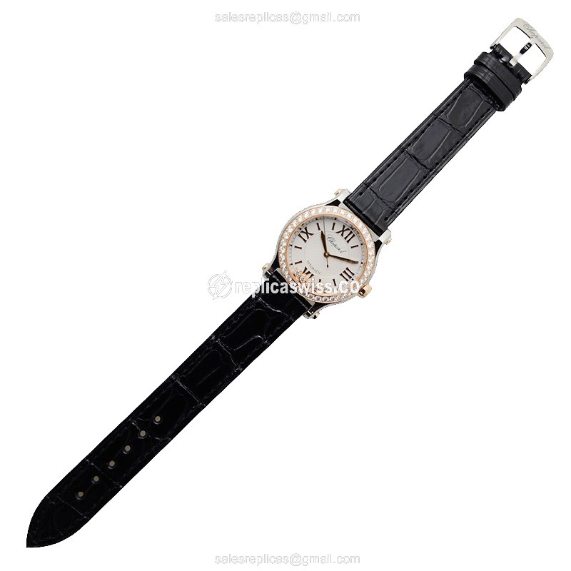 Chopard Happy Sport 278573-6003 - Auto - 18kt Rose Magic - Diamond Dial - Black Alligator Strap - View 2