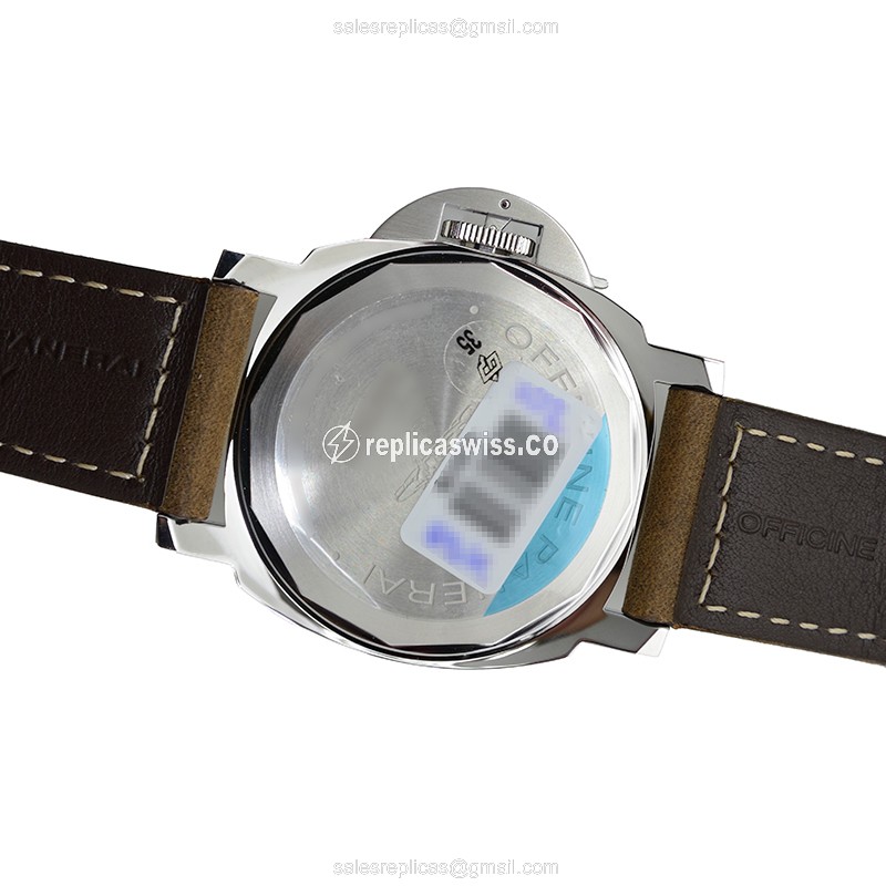 Panerai PAM00590 LUMINOR Replica - Manual - Stainless Steel - Black Dial - Brown Cowhide Strap - View 3