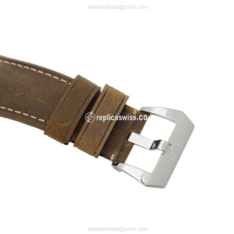 Panerai PAM00590 LUMINOR Replica - Manual - Stainless Steel - Black Dial - Brown Cowhide Strap - View 4
