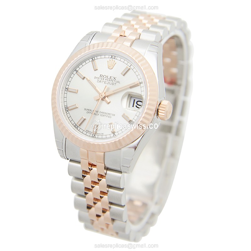 Rolex Datejust Replica - Automatic - Silver Dial on 18kt Gold & Steel Strap - View 3