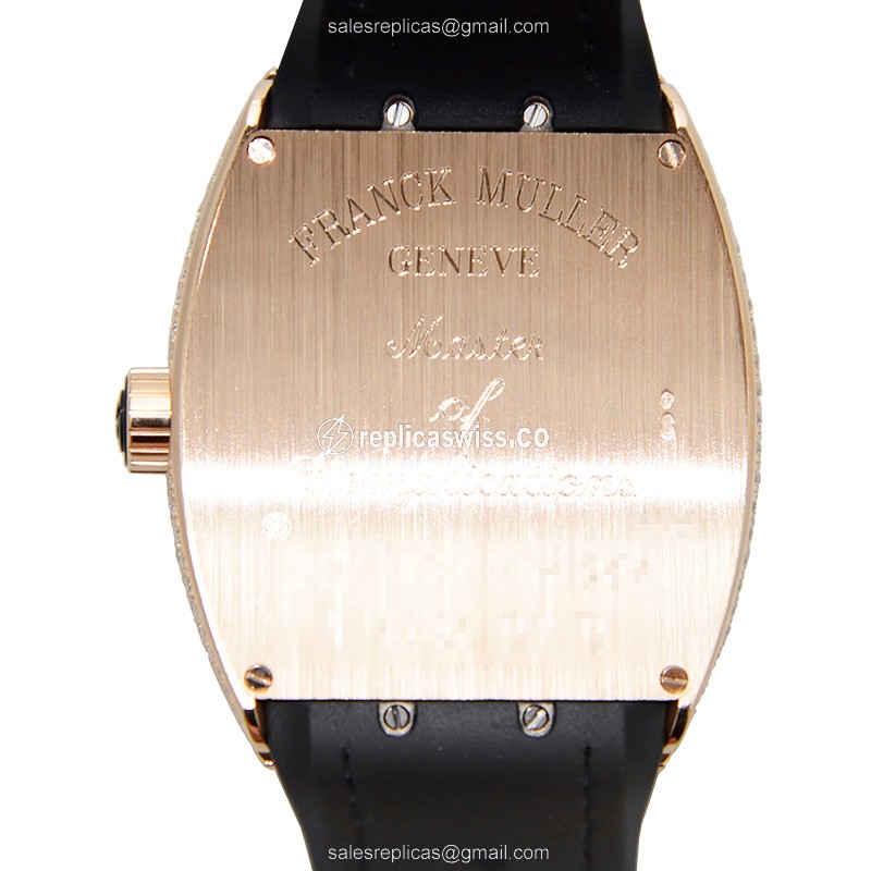 Franck Muller V 45 SC DT D 5N Vanguard - Automatic - 18kt Rose Gold Case - Black Dial, Diamond Bezel - View 4