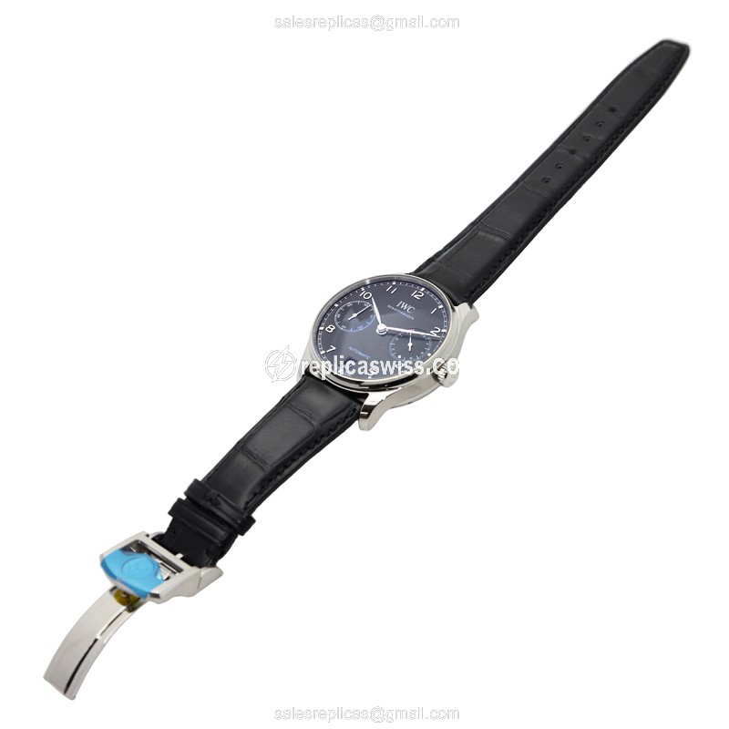 IWC Portuguese Automatic - Stainless Steel Case - Black Dial - Alligator Black Strap - View 2