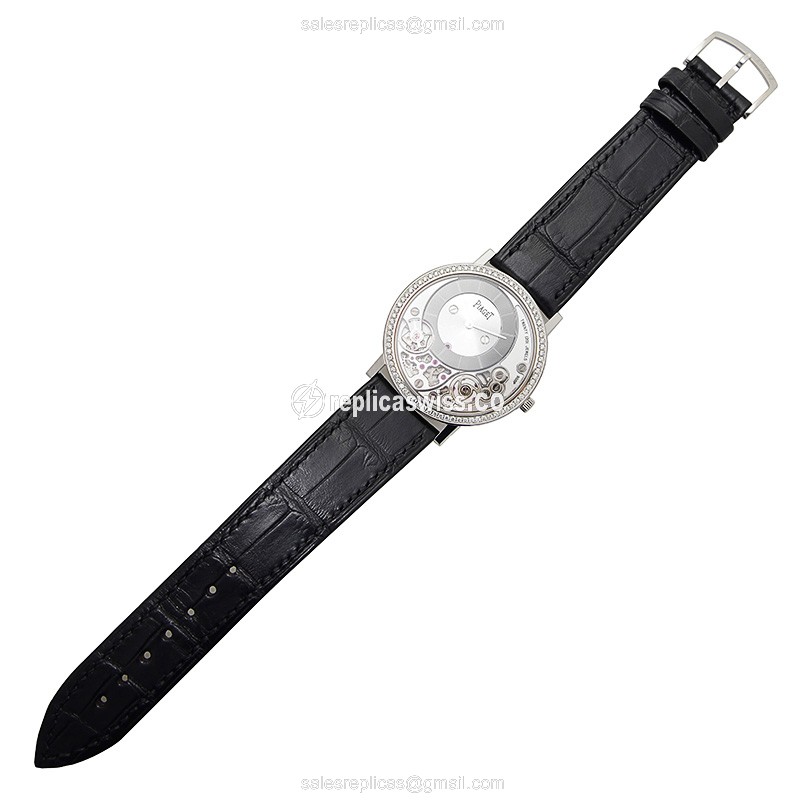 Piaget ALTIPLANO Replica - Manual - 18kt White Gold - Diamond - Silver Dial - Alligator Black Buckle - View 2