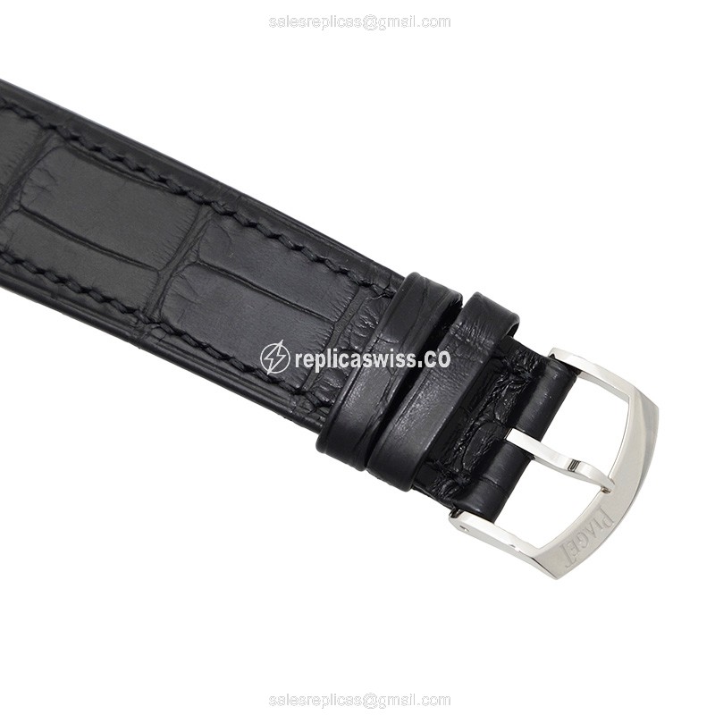 Piaget ALTIPLANO Replica - Manual - 18kt White Gold - Diamond - Silver Dial - Alligator Black Buckle - View 4