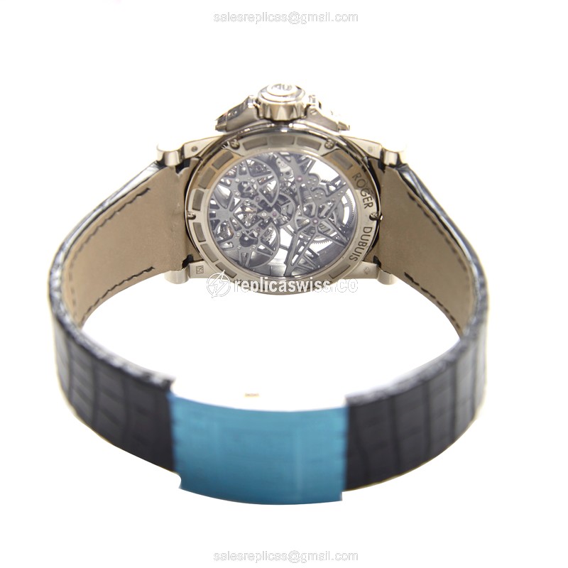Roger Dubuis RDDBEX0281 EXCALIBUR - Manual Wind - 18kt Gold Case - Silver Dial - Black Leather Strap - View 4