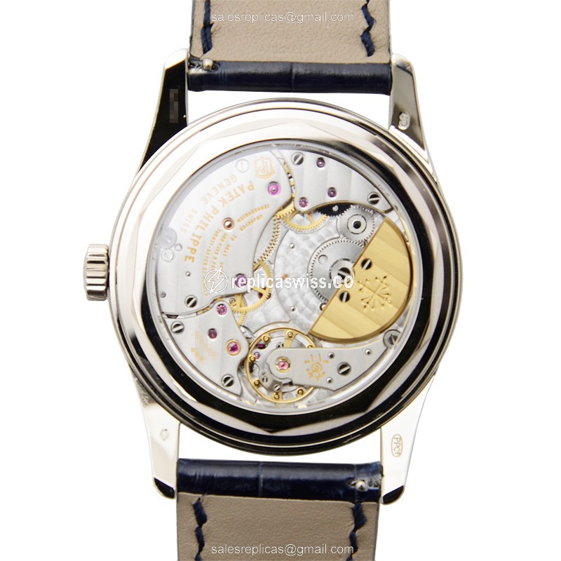 Patek Philippe 6000G Calatrava Replica - Blue Dial - Alligator - View 3