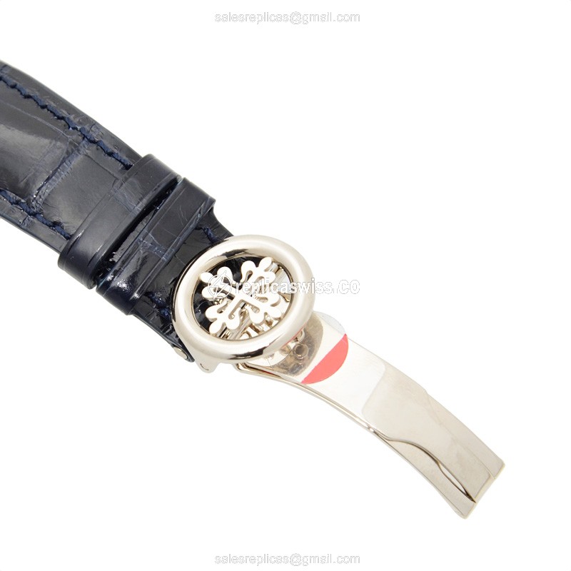 Patek Philippe 6000G Calatrava Replica - Blue Dial - Alligator - View 4