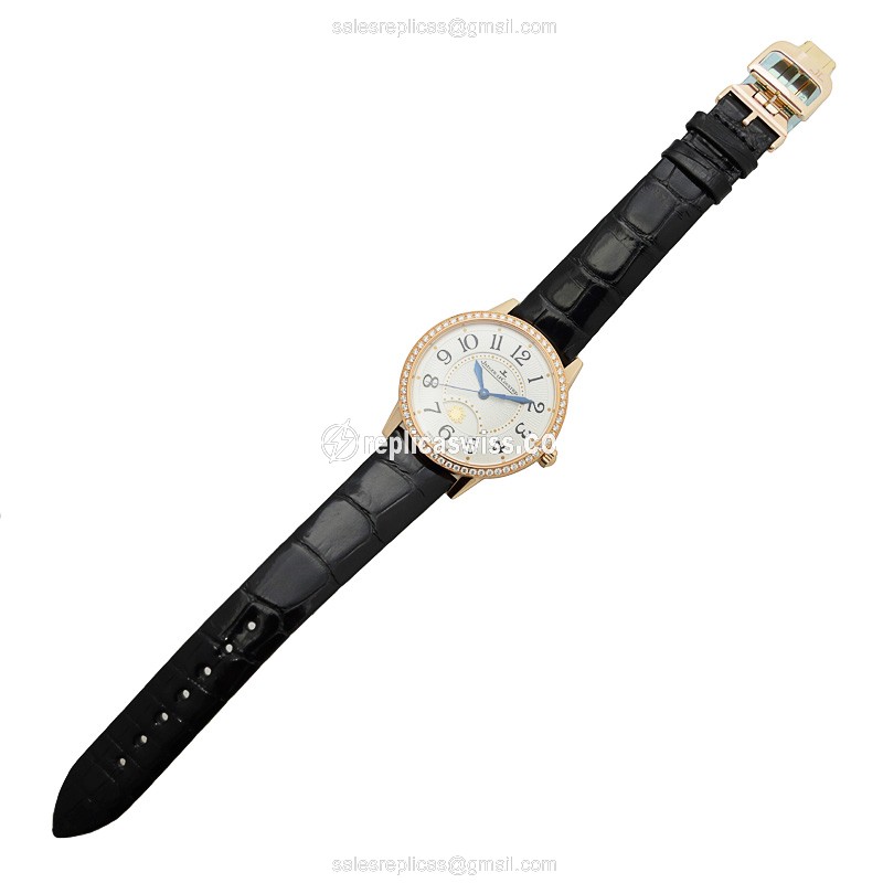 Jaeger-Lecoultre RENDEZ VOUS Replica - Automatic - 18kt Rose Gold - Diamond Dial - Black Alligator Strap - View 2