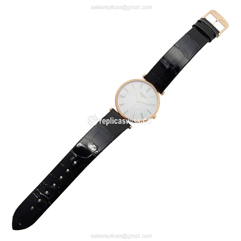 Longines LA GRANDE Replica - Quartz - 18kt Rose Gold - White Dial, Buckle Clasp - View 2
