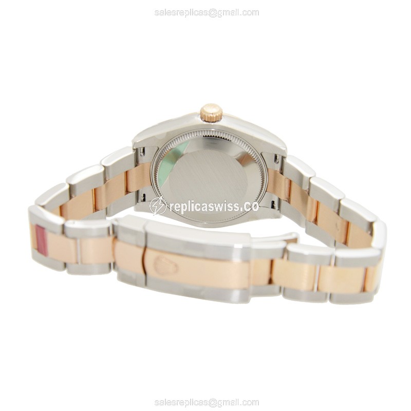 Rolex Lady Datejust Replica - Automatic - 18kt Rose Gold & Steel Case - Pink Dial - Gold Strap - View 4