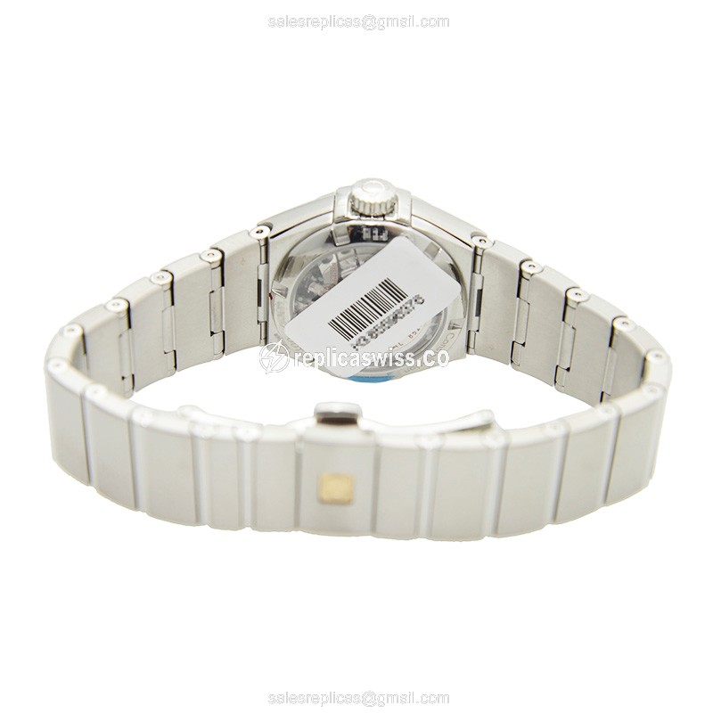 Omega Constellation Replica - Automatic - White Dial - Steel Case & Diamonds - Silver Steel Strap - View 4