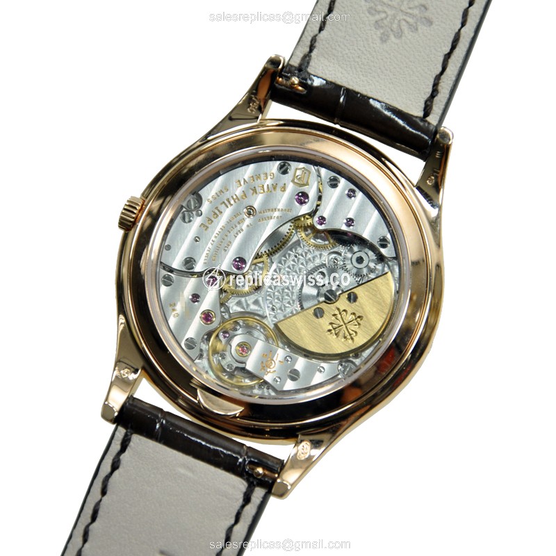 Patek Philippe 5140R-001 Replica - Automatic - 18kt Rose Gold - Brown Dial - Alligator Brown Strap - View 3
