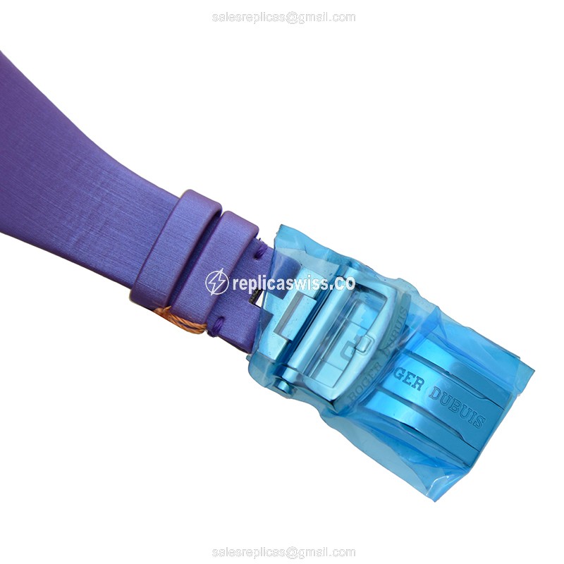 Roger Dubuis DBEX0287 EXCALIBUR - Auto - 18kt Gold - Silver Dial - Purple Strap - View 4