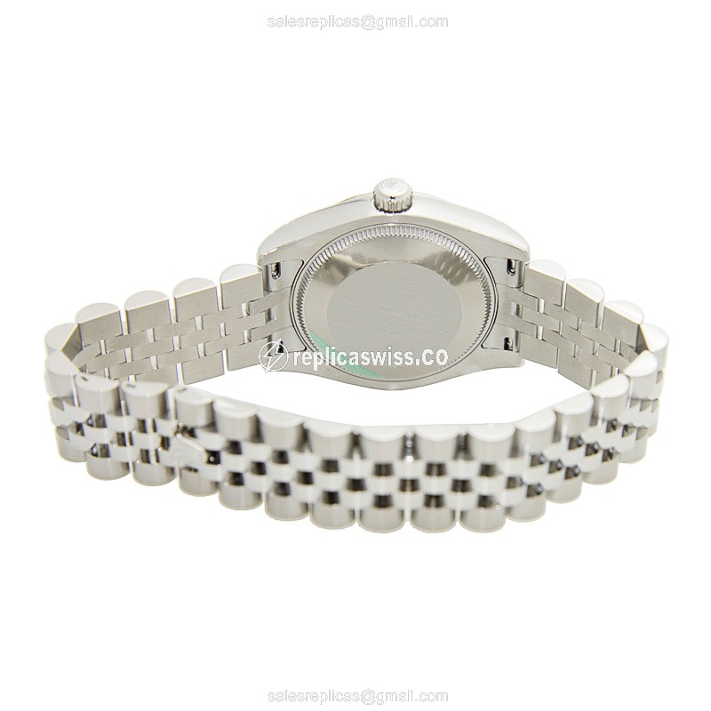 Rolex Lady Datejust Replica - Automatic - White Gold & Steel - Black Dial - Steel Strap - View 4
