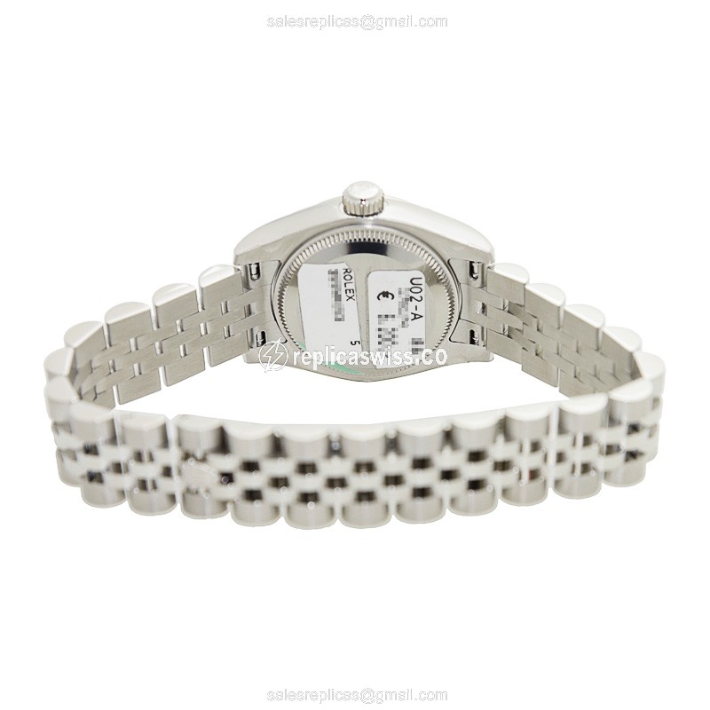 Rolex Datejust Lady Replica - Automatic - White Gold & Steel Case - Black Dial - View 4