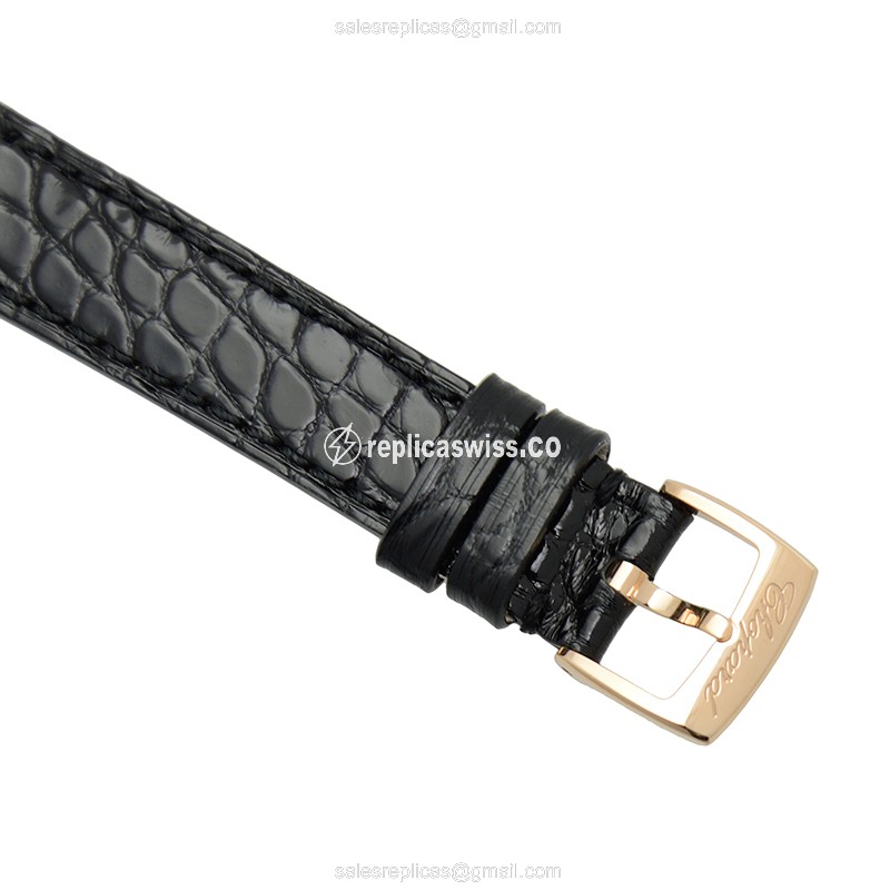 Chopard Happy Sport Replica - Automatic - 18kt Rose Gold - Silver Dial - Black Alligator Strap - View 4