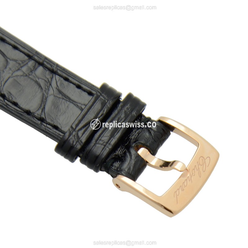 Chopard Happy Sport 274893-5002 - Auto 18kt Rose Gold & Diamonds - Silver Dial - Black Alligator Strap - View 4