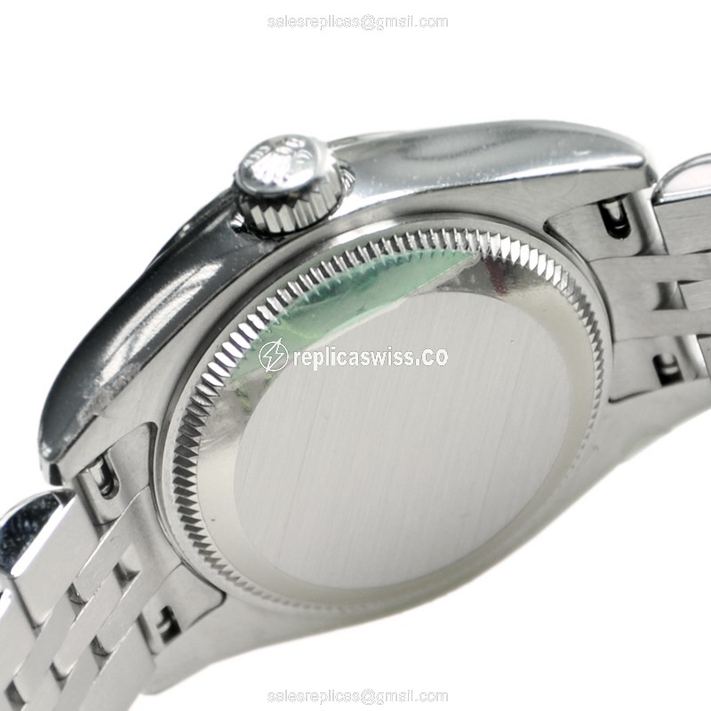 Rolex Datejust Lady Replica - 18kt White Gold - Steel Case, Automatic - White Dial - View 3