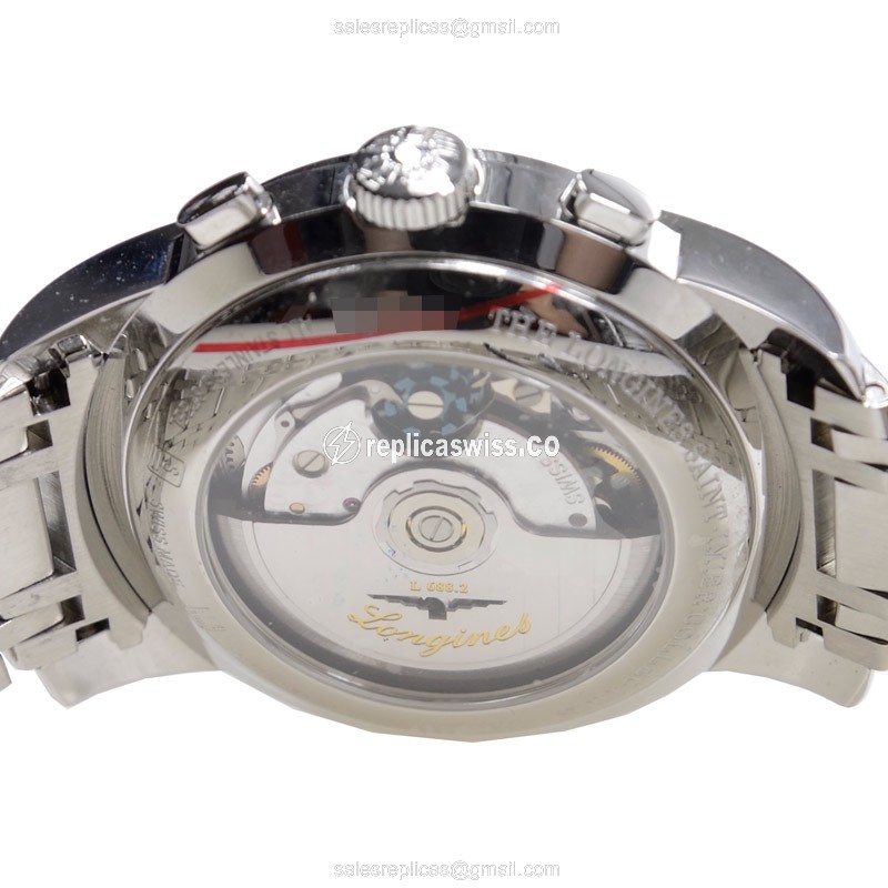 Longines Saint Imier Replica - Automatic - Steel Case - Black Dial, Silver Clasp - View 4