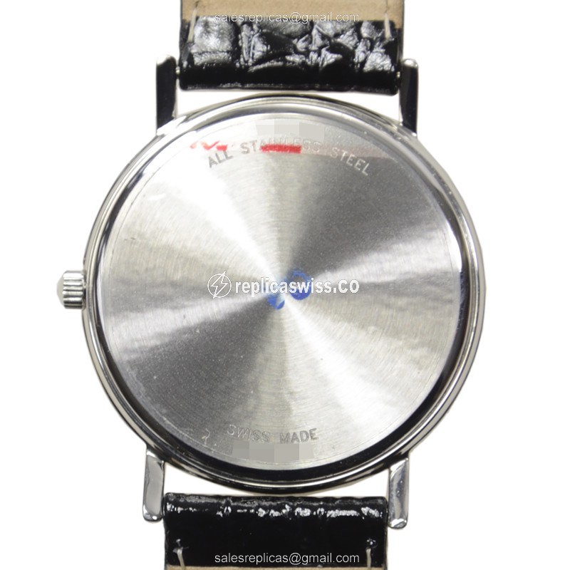 Longines Presence Quartz - White Dial - Steel Case - Black Leather Strap - Buckle Clasp - View 3