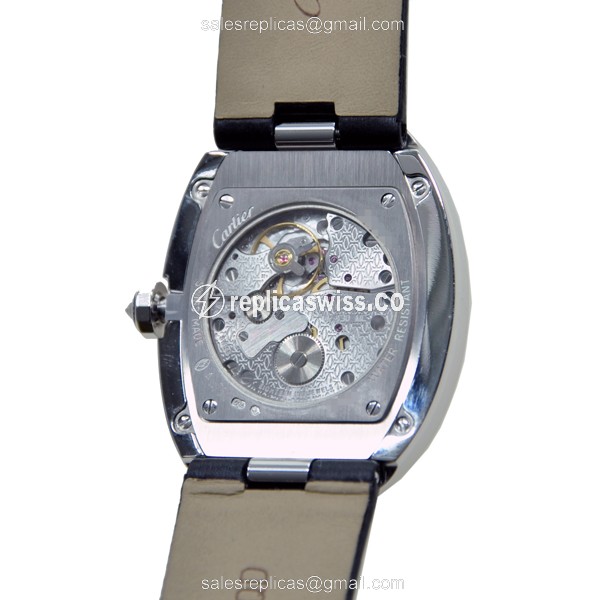 Cartier Baignoire Replica - Manual - 18kt White Gold - Diamond - White Dial - Black Leather Strap - View 3