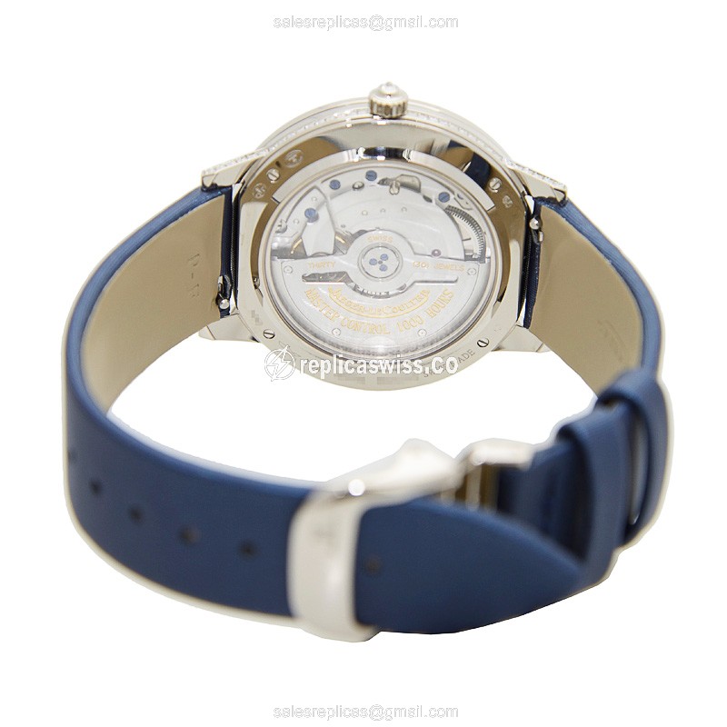 Jaeger-Lecoultre Rendez-Vous Replica - Automatic - 18kt White Gold - Diamond - White Dial - Blue Satin Strap - View 4