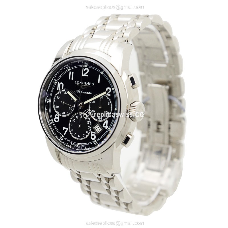 Rolex L2.784.4.53.6 Replica - Automatic - Stainless Steel Case - Black Dial on Silver Strap - View 2
