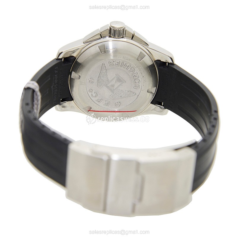 Longines CONQUEST Replica - Automatic - Steel Case - Blue Dial, Black Rubber Strap - View 4