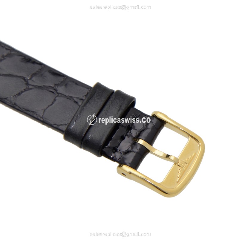 Longines LA GRANDE Replica - Quartz - Gold PVD - White Dial - Black Alligator Strap - View 4