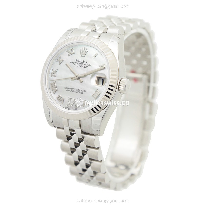 Rolex Datejust Lady Replica - White Gold & Steel - Automatic - Silver Dial - View 3