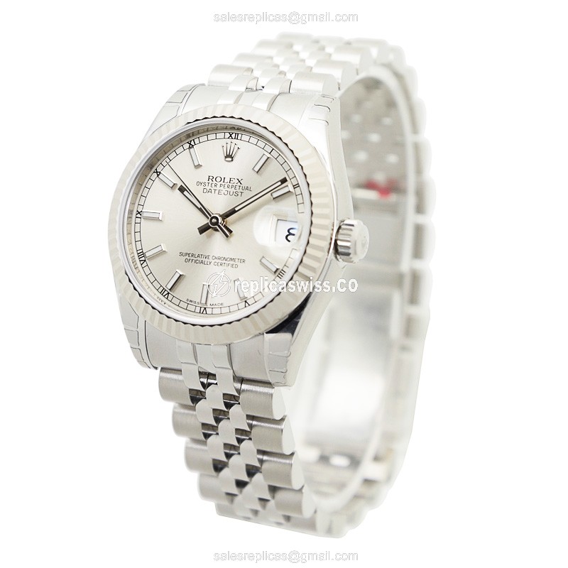 Rolex Datejust Replica - Automatic - White Gold & Steel - Silver Dial - View 3