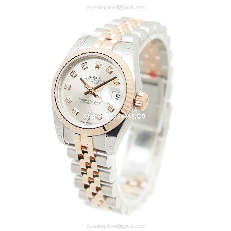 Rolex Datejust Replica - Automatic - Rose Gold & Steel Case - Silver Dial - View 3