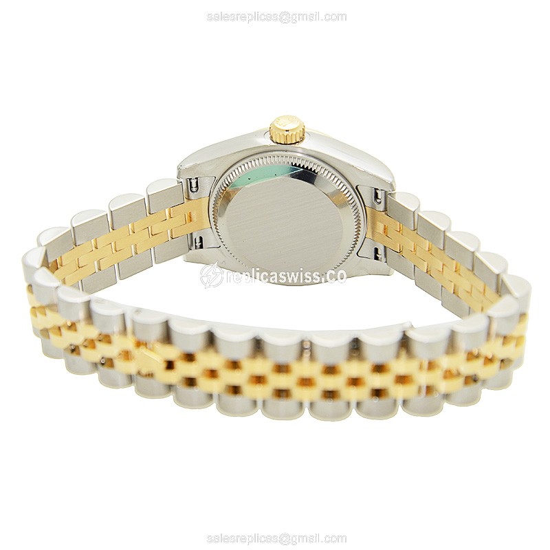 Rolex Datejust Lady Replica | Automatic | 18kt Gold Case, Silver Dial | Silver Clasp | 18kt Steel Strap - View 3