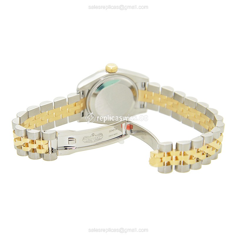 Rolex Datejust Lady Replica | Automatic | 18kt Gold Case, Silver Dial | Silver Clasp | 18kt Steel Strap - View 4