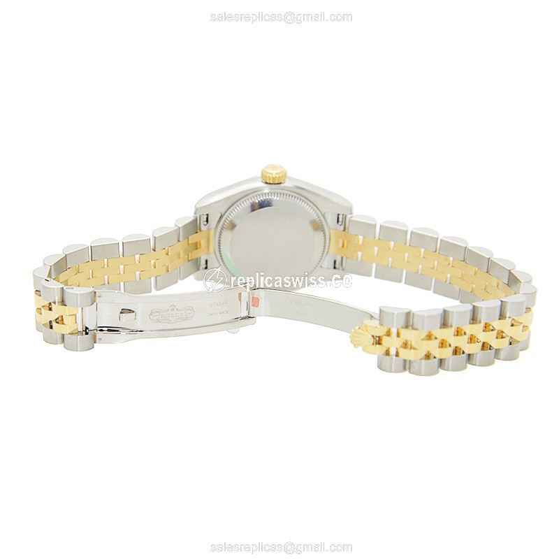 Rolex Datejust Replica - Automatic - 18kt Gold & Steel - White Dial, Silver Clasp & Strap - View 4