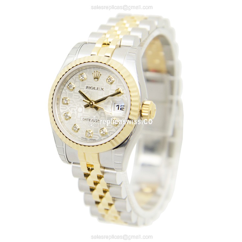 Rolex Datejust Replica - Automatic - 18kt Gold & Steel - Silver Dial - View 3