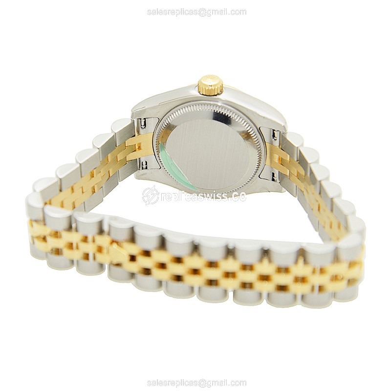 Rolex Lady Datejust Replica - Automatic - 18kt Gold & Steel - White Dial, Silver Strap - View 4
