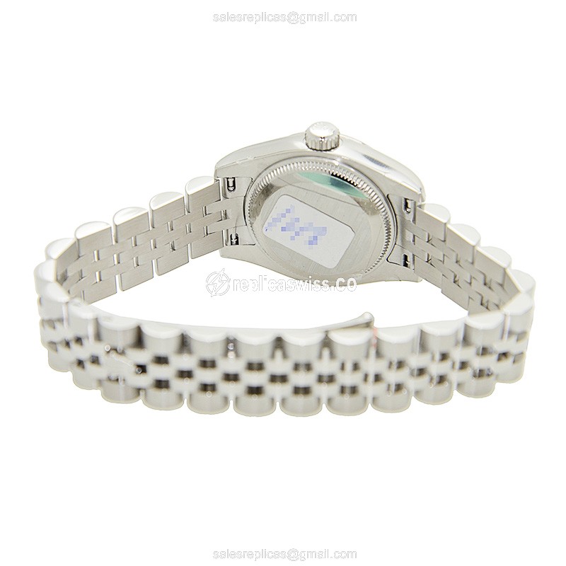 Rolex Datejust Lady Replica - Automatic - White Gold & Steel Case - Black Dial - View 4