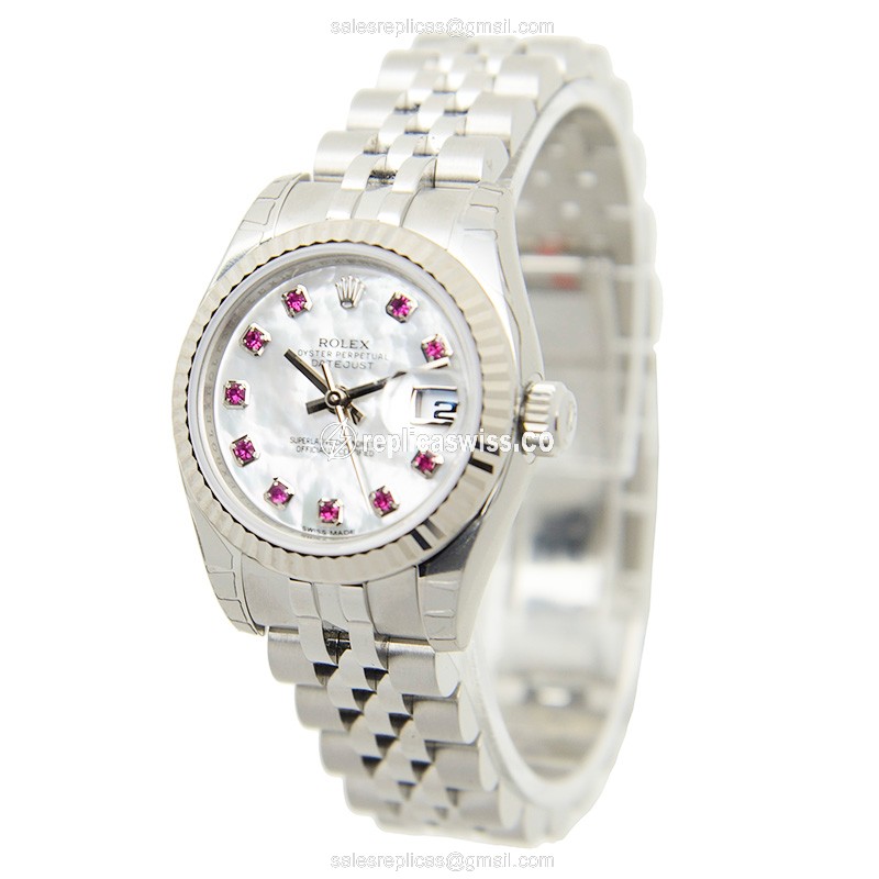 Rolex Lady Datejust Replica - Automatic - White Gold & Steel - Silver Dial - Steel Strap - View 3