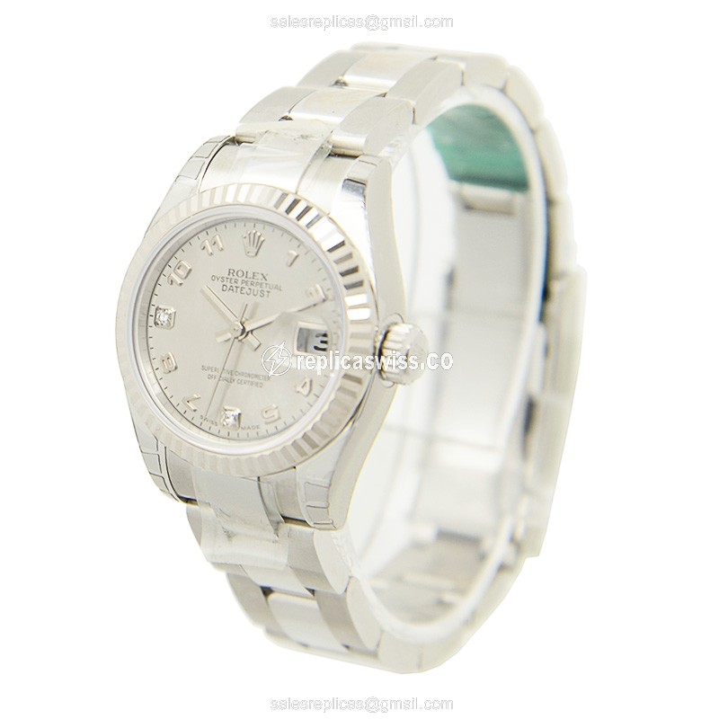 Rolex Lady Datejust Replica - Automatic, White Dial, Silver Clasp & Strap - View 3