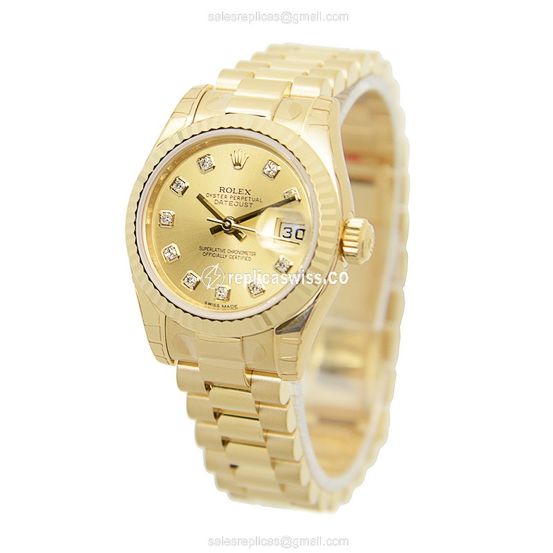 Rolex Lady Datejust Replica - Automatic - Gold - 26mm - View 3
