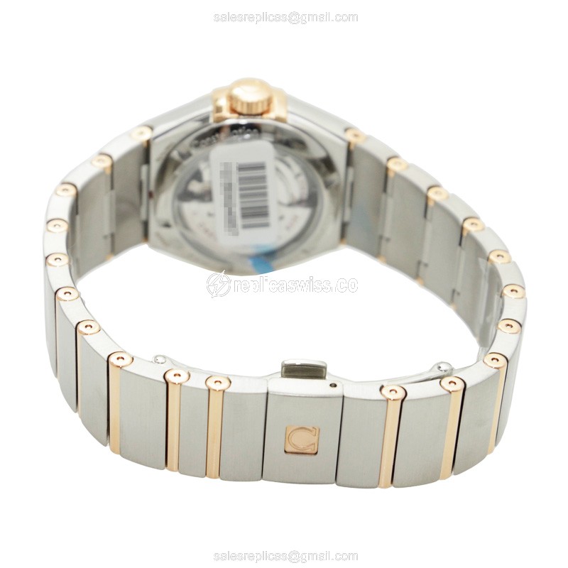 Omega Constellation Replica - Automatic 18kt Rose Magic - White Dial - Gold Clasp - Steel Strap - View 4