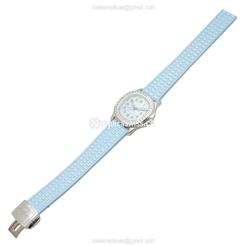 Patek Philippe AQUANAUT Replica - Automatic - 18kt White Gold - Blue Dial - Diamond - Rubber Strap - View 2