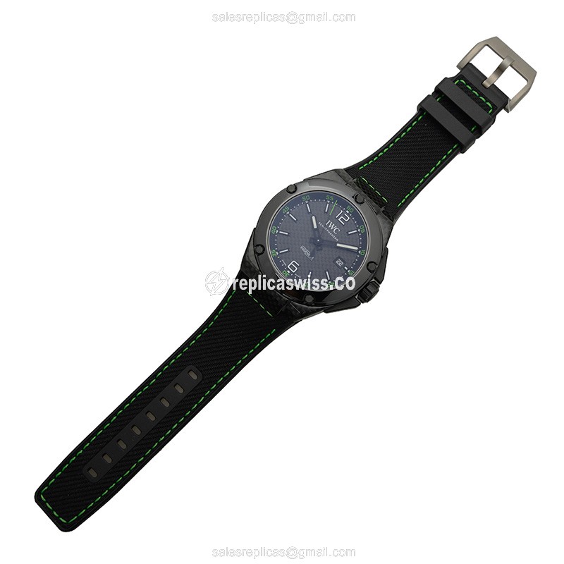 IWC Ingenieur Replica - Automatic - Stainless Steel Case - Black Dial - Rubber Strap - Black Buckle - View 2